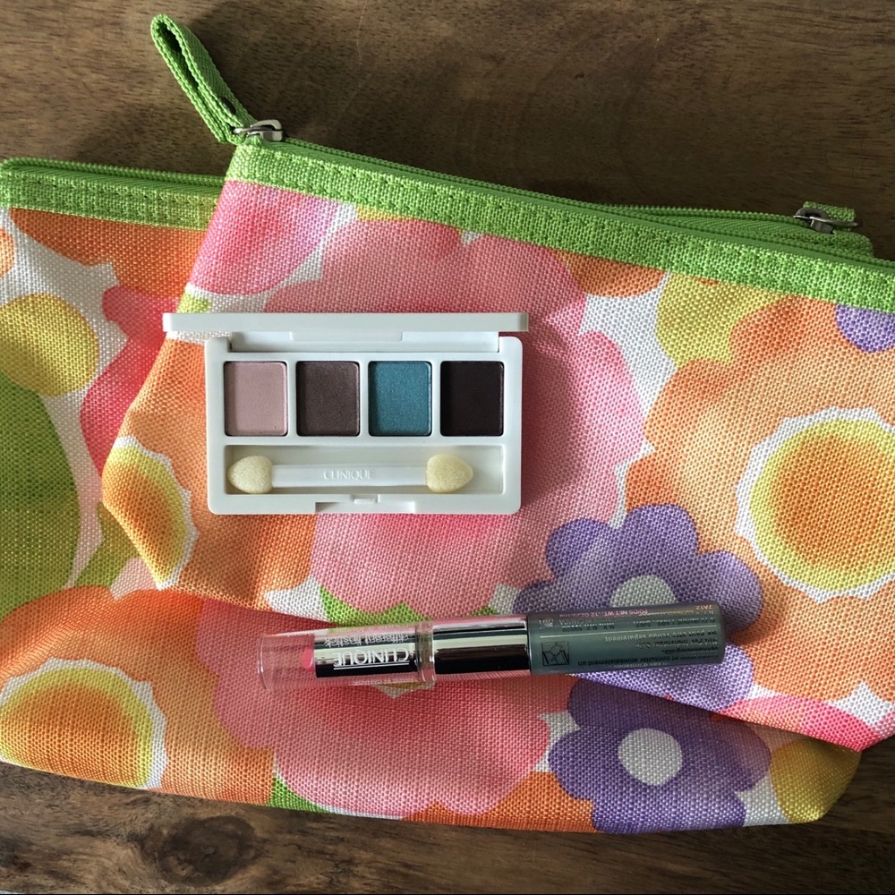 New! Clinique makeup bag, lipstick, eyeshadow, etc